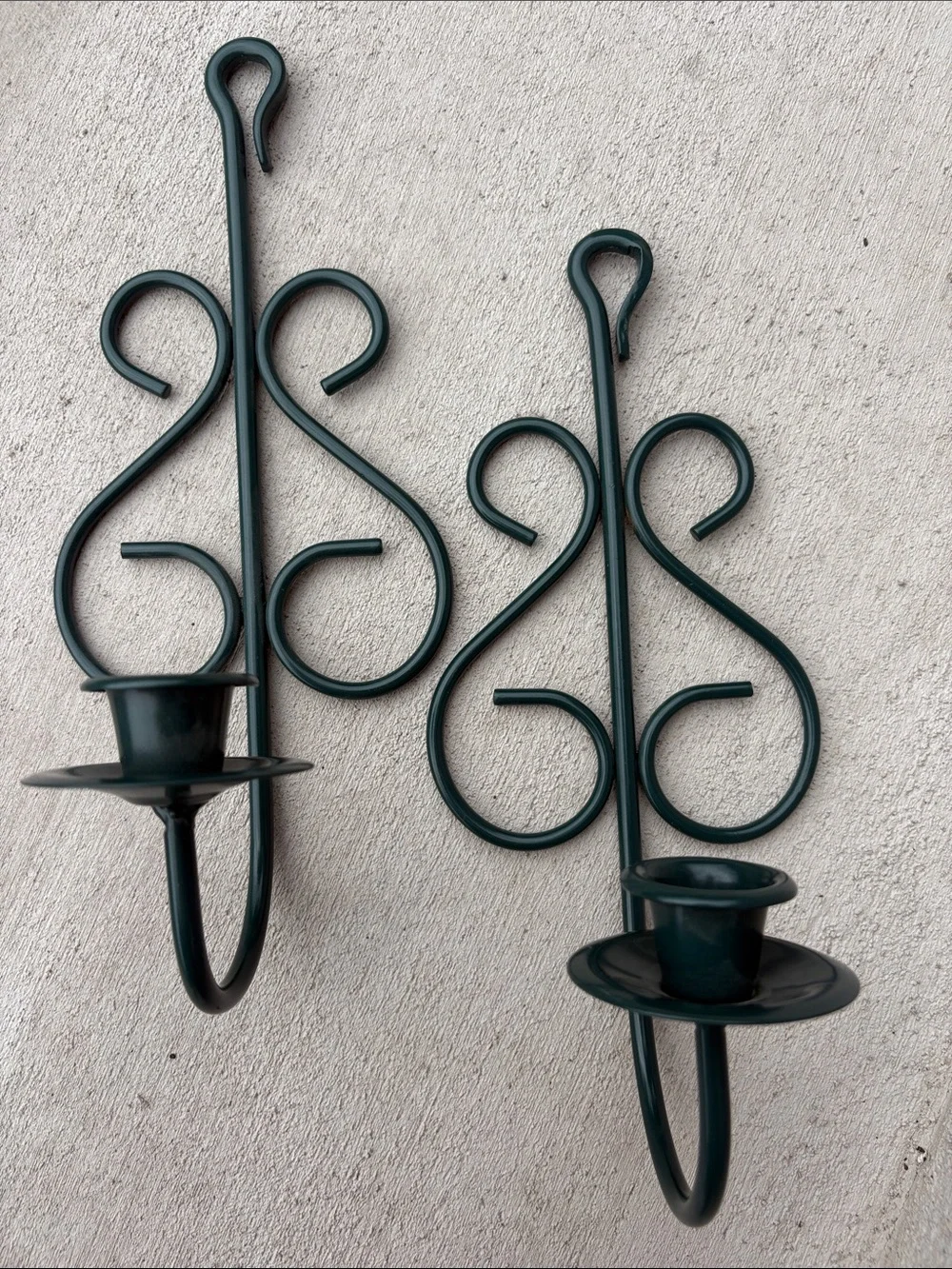 Decorative Teal Metal Wall Sconce Candle Holders - Pair